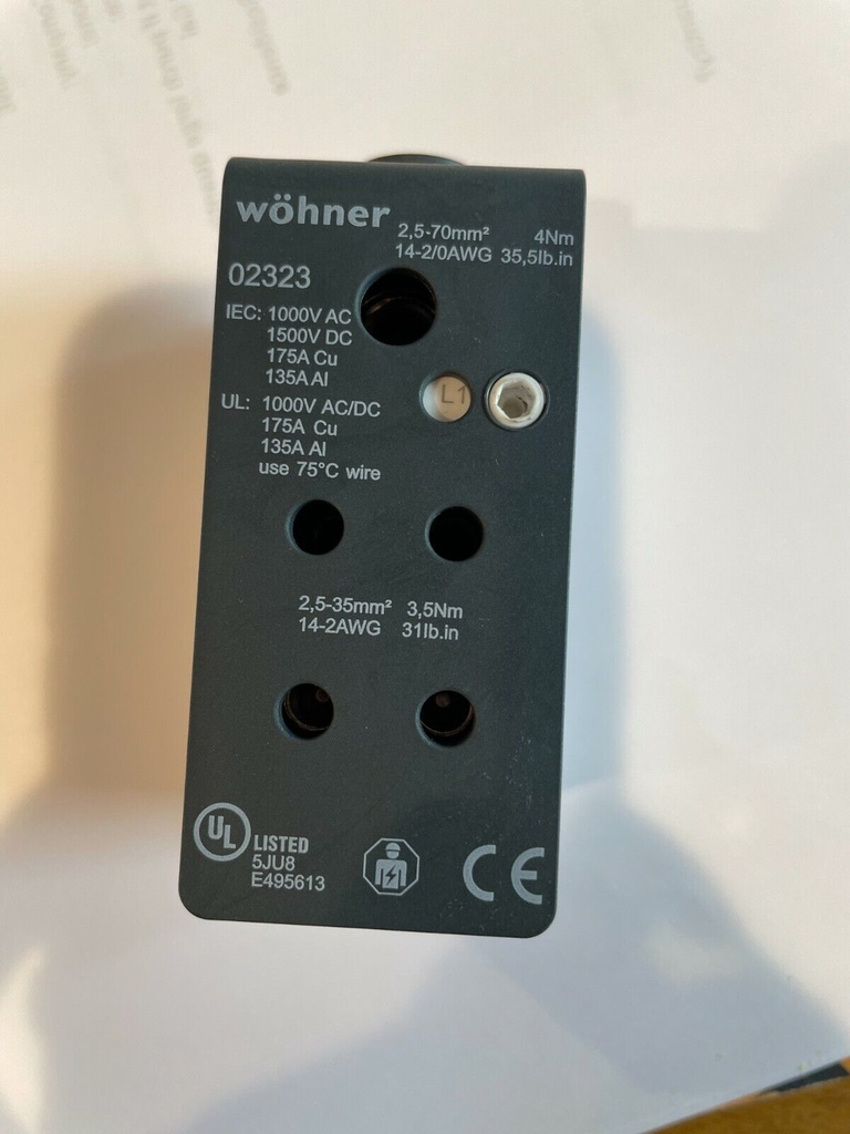 BLOQUE DE DISTRIBUCIÓN; 175 AMPS; 1 ENT. 2/0AWG; 4 SAL. 2 AWG