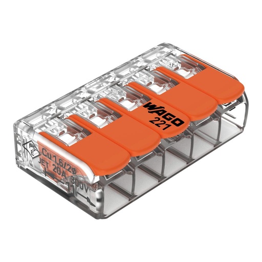 [WAGO00110] CONECTOR 221 4mm2 5P